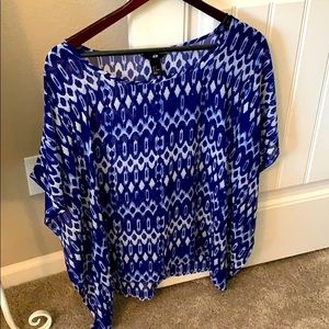 Blue sheer flowy blouse